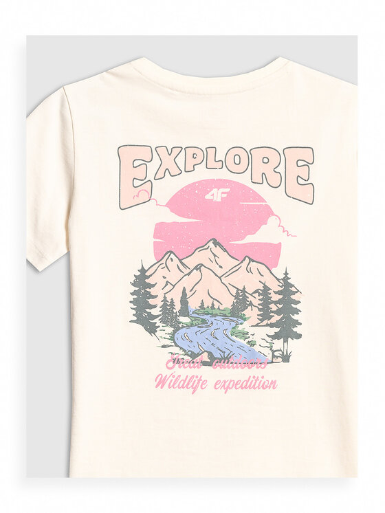4F 4F T-Shirt WILD WANDERLUST Biały Regular Fit