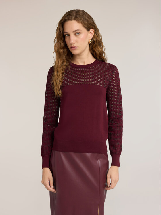 Motivi Motivi Sweter M396W004109N036 Bordowy Regular Fit