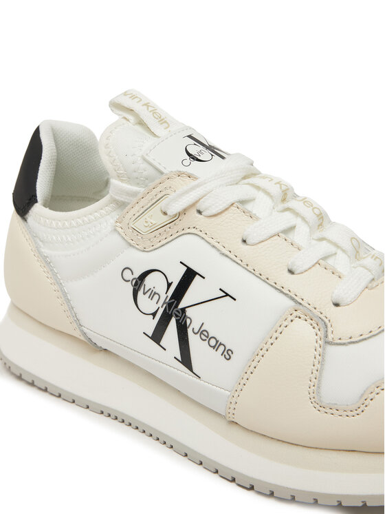 Calvin Klein Jeans Calvin Klein Jeans Snīkeri Runner Sock Laceup Ml Lth YW0YW01616 Balts