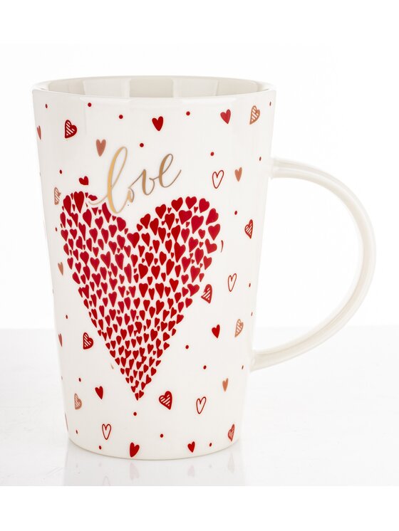 MIAhome MIAhome Kubek porcelanowy 440 ml z czerwonym sercem Biały