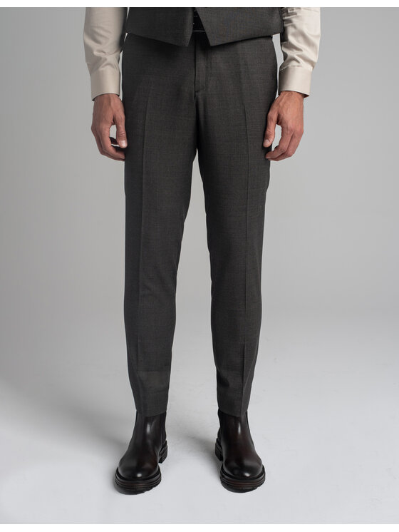 Borgio Borgio Spodnie garniturowe Pertosa Brązowy Slim Fit
