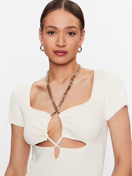 PINKO Pinko Kootud kleit 101173 A0TU Valge Regular Fit