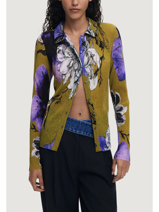 Desigual Desigual Camicia TS_TULLEFLOWER_L Verde Casual Fit