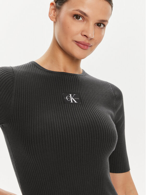 Calvin Klein Jeans Calvin Klein Jeans Rochie tricotată J20J223519 Negru Slim Fit