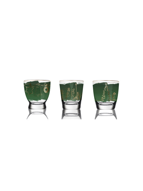 VOLA VOLA Zestaw zestaw 3 świeczników szkl. Tealight h=10cm Christmas Zielony