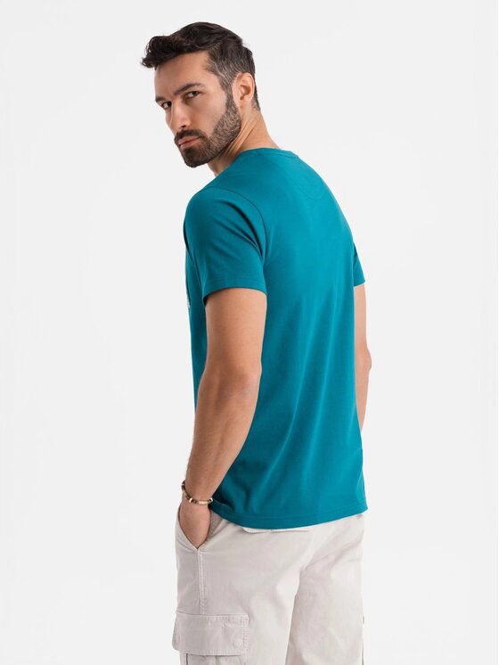 Ombre Ombre T-Shirt OM-TSPT-0228 Turkusowy Regular Fit