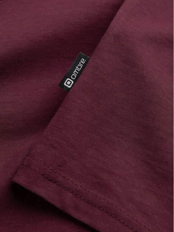 Ombre Ombre Longsleeve L171 Bordowy Regular Fit