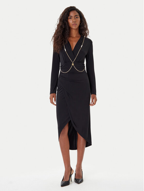 Rinascimento Rinascimento Cocktail obleka CFC0020146002 Črna Slim Fit
