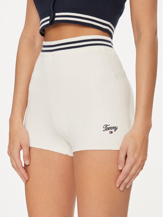 Tommy Jeans Tommy Jeans Шорти от плат Script DW0DW17781 Бял Slim Fit