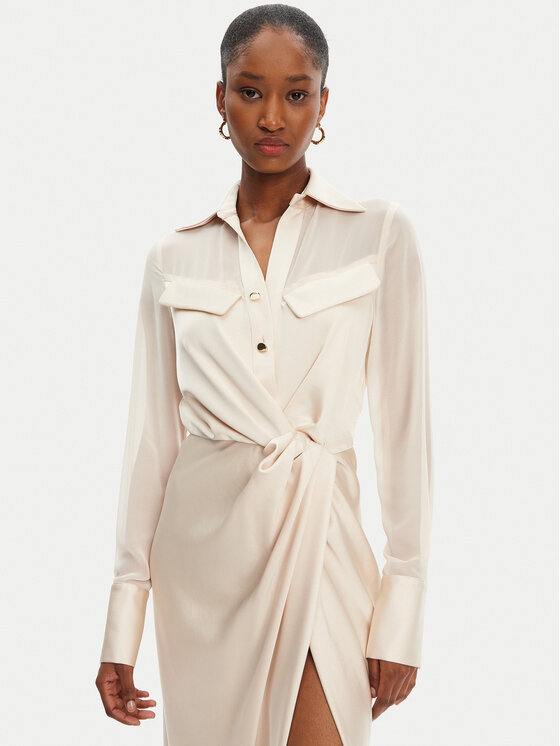 Babylon Babylon Rochie tip cămașă ED0734 Bej Regular Fit