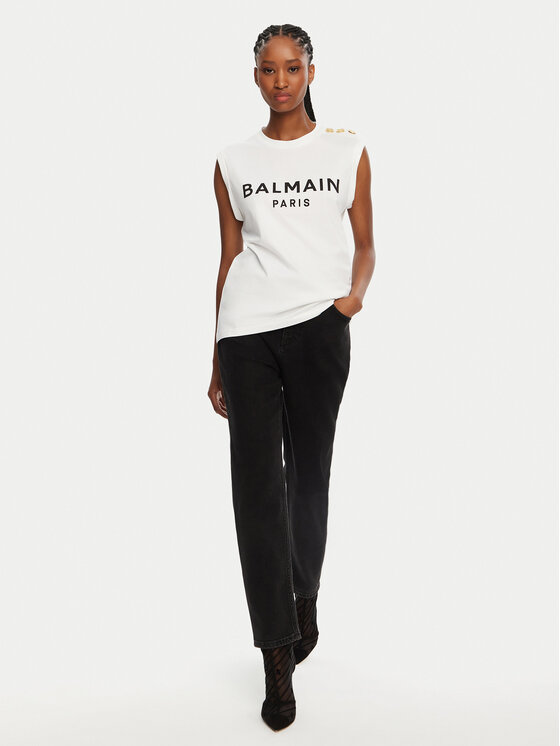 Balmain Balmain Top CF1ED001BB02 Alb Relaxed Fit