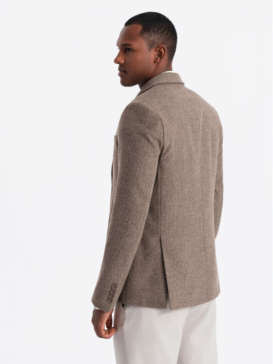 Ombre Ombre Marynarka OM-BLZB-0138 Beżowy Regular Fit