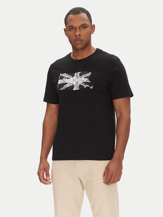 Pepe Jeans Pepe Jeans T-Shirt Flag PM509720 Černá Regular Fit