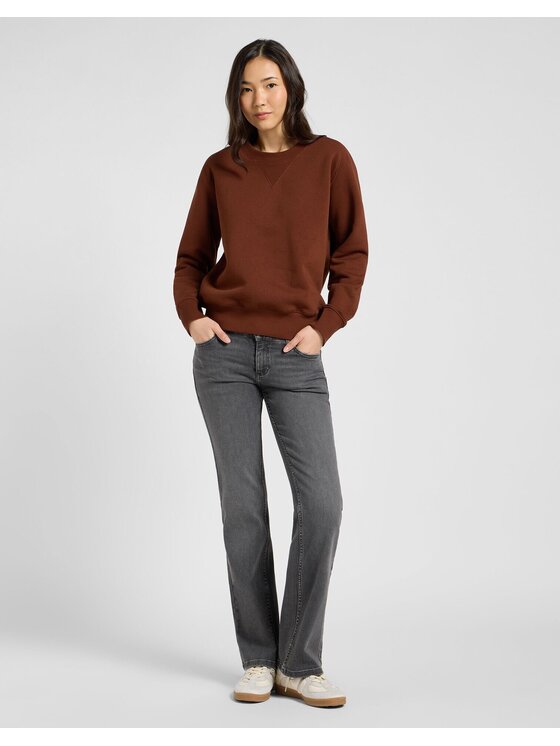 Lee Lee Bluza RAGLAN CREW SWS Brązowy Relaxed Fit