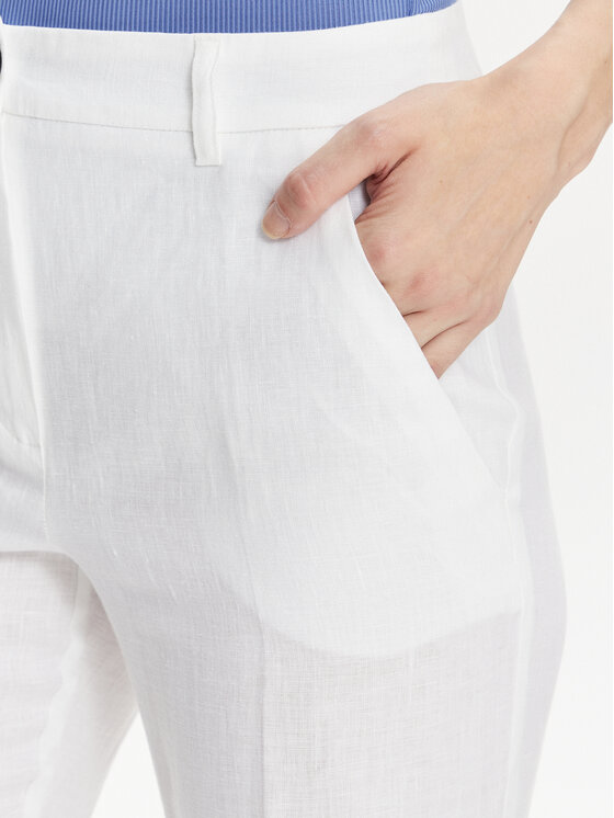 Marella Marella Kalhoty z materiálu Muschio 2413131272 Bílá Regular Fit