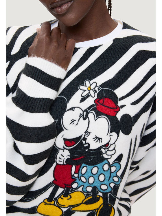 Desigual Desigual Πουλόβερ JERS_HUG MICKEY Λευκό Casual Fit