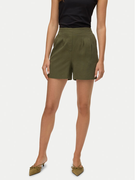 Vero Moda Bavlnené šortky Jesmilo 10279694 Zelená Regular Fit