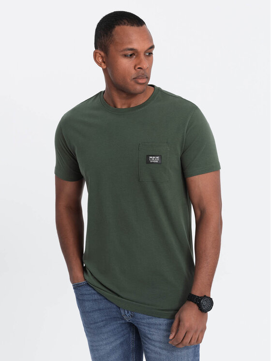 Ombre Ombre T-Shirt OM-TSCT-0109 Zielony Classic Fit