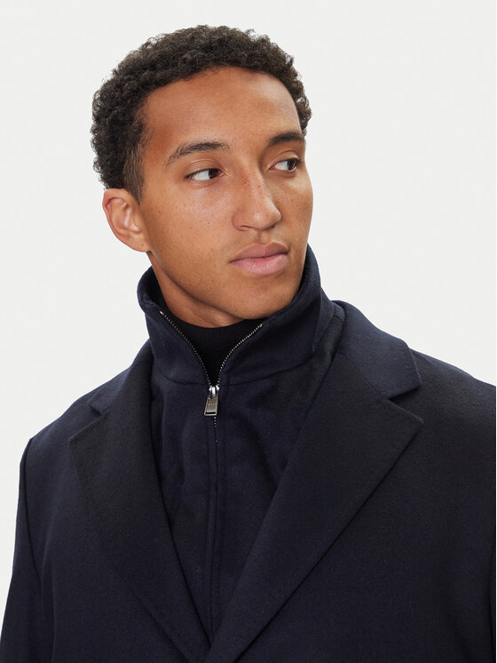 BOSS BOSS Płaszcz wełniany H-Jared 50551085 Granatowy Regular Fit