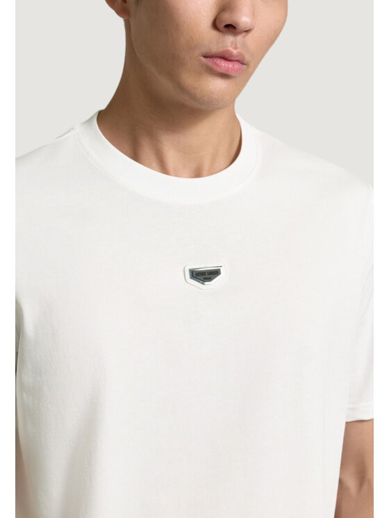 Antony Morato Antony Morato T-shirt RELAXED FIT WITH METAL RUBBER PLATE Bianco Relaxed Fit