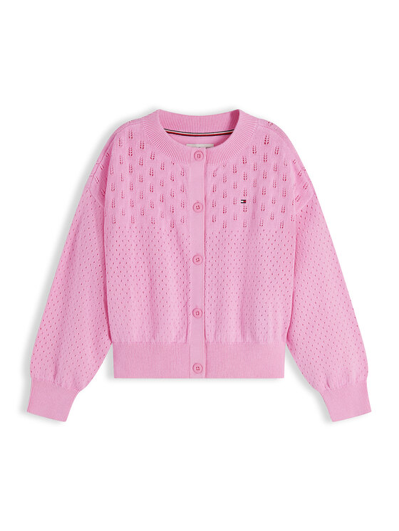 Tommy Hilfiger Tommy Hilfiger Pletena jopica Pointelle KG0KG09503 Svetlo rožnata Relaxed Fit