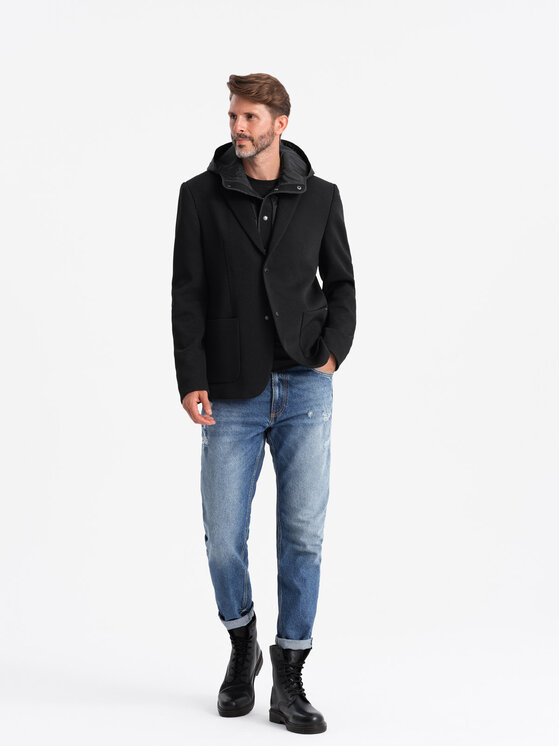 Ombre Ombre Garnitur OM-BLZB-0133 Czarny Regular Fit