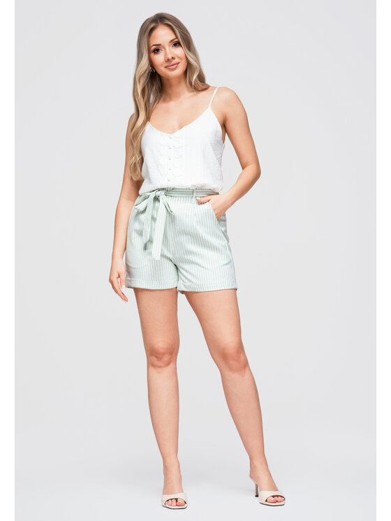 Ombre Ombre Szorty materiałowe OW-ST-E0005 Zielony Relaxed Fit