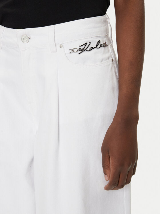 KARL LAGERFELD KARL LAGERFELD Blugi A2W10158 Alb Wide Leg