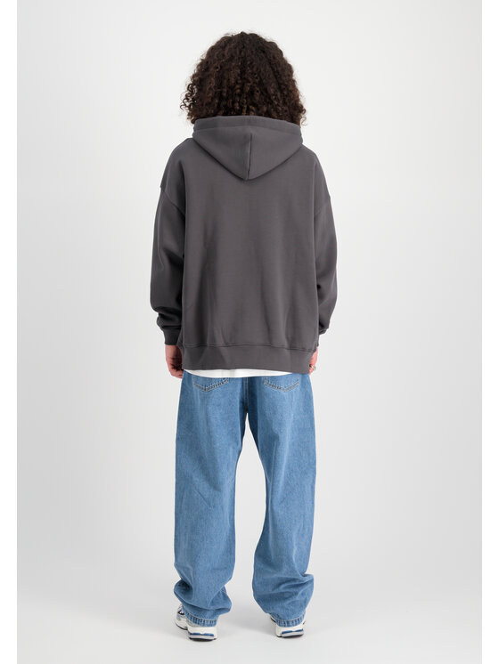 Alpha Industries Alpha Industries Bluza Flock Logo Hoodie Szary Relaxed Fit