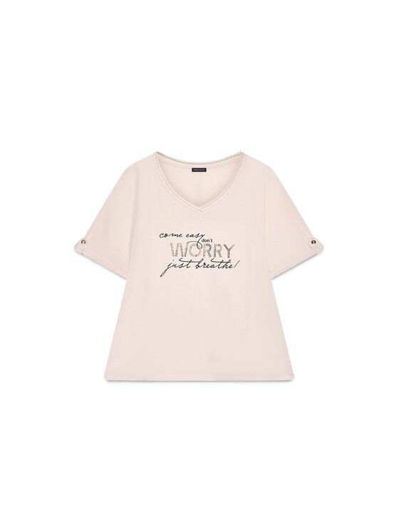 Fiorella Rubino Fiorella Rubino T-Shirt G00OL009618N011 Kremowy Regular Fit