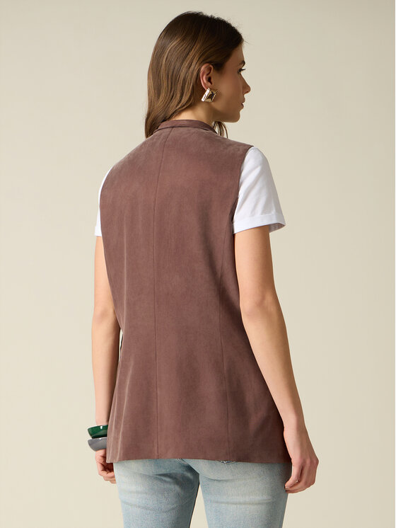 Oltre Oltre Kamizelka L024R000088N032 Brązowy Baggy Fit
