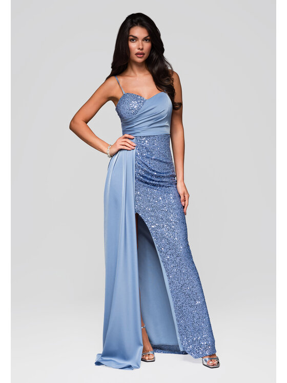 Ombre Ombre Sukienka wieczorowa LA-OM-DLR191 Niebieski Slim Fit