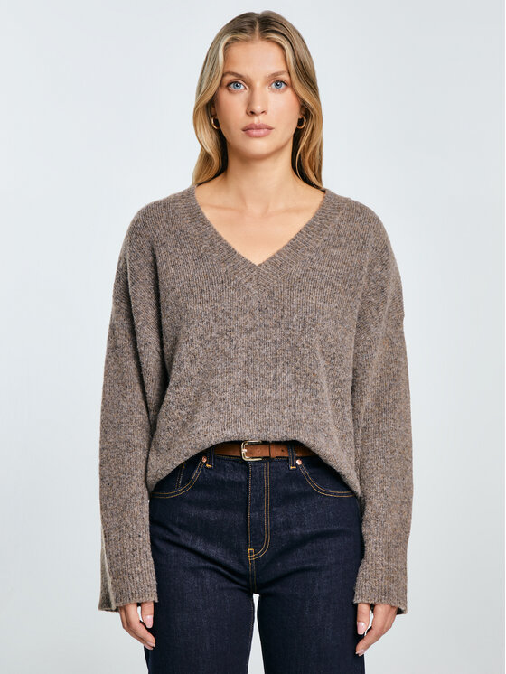 BIG STAR BIG STAR Sweter VIOLINA Brązowy Oversize