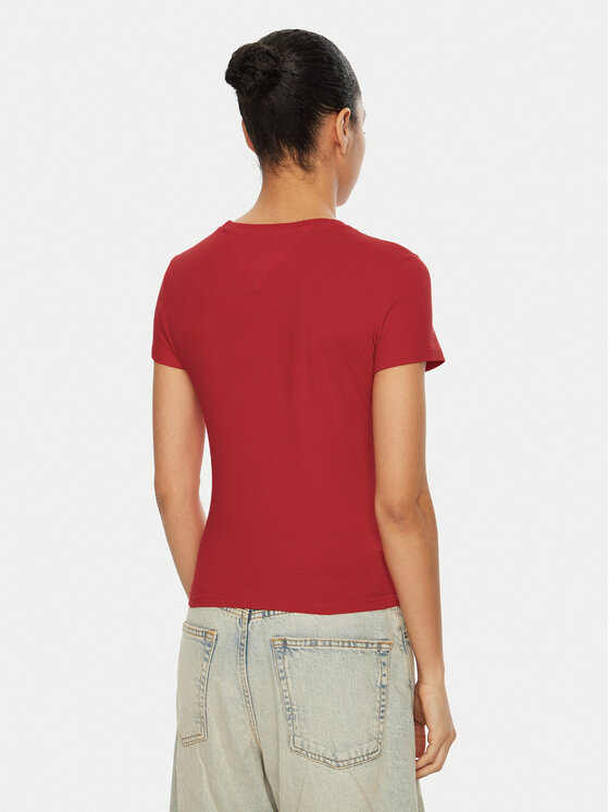 Tommy Jeans Tommy Jeans T-Shirt Linear DW0DW18398 Κόκκινο Slim Fit