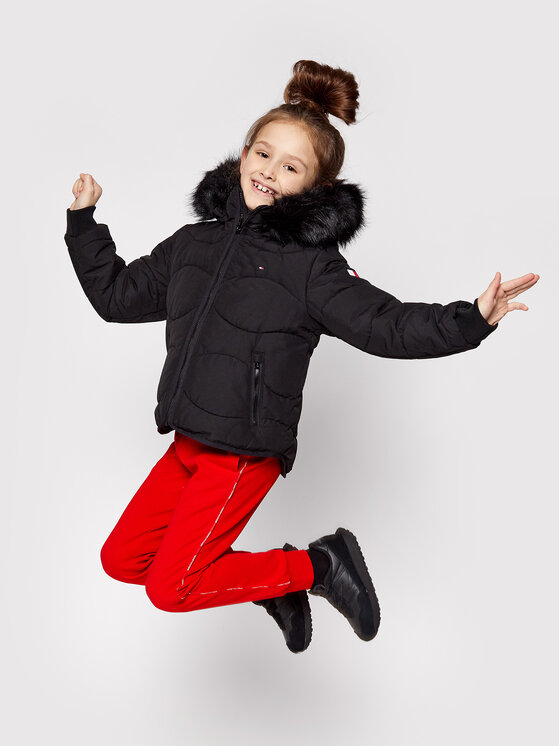 Tommy Hilfiger Tommy Hilfiger Μπουφάν χειμωνιάτικο Tonal Fur KG0KG05970 M Μαύρο Regular Fit