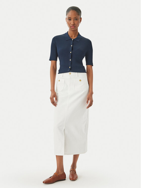 Tommy Hilfiger Tommy Hilfiger Φούστα τζιν WW0WW48607 Λευκό Regular Fit