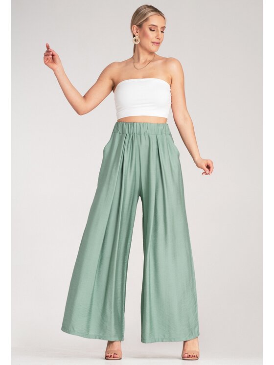 FIGL FIGL Spodnie damskie M1158 Zielony Regular Fit