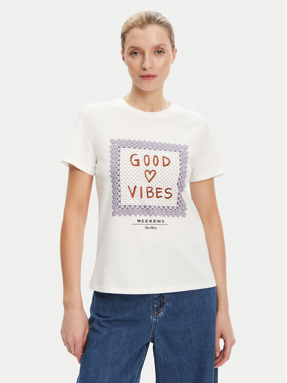 Weekend Max Mara Weekend Max Mara Tricou Ara 2525976041 Alb Regular Fit