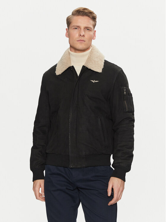 Aeronautica Militare Aeronautica Militare Bunda z imitace kůže 242PN948PL248 Černá Regular Fit