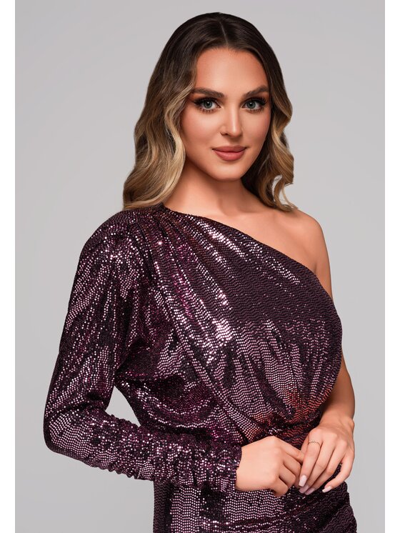 Ombre Ombre Sukienka koktajlowa LA-OM-DLR102 Fioletowy Regular Fit