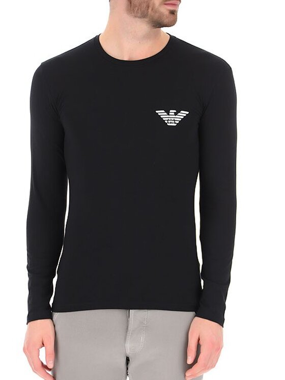 Emporio Armani Emporio Armani S dlouhým rukávem 111023-1A725 Černá Slim Fit