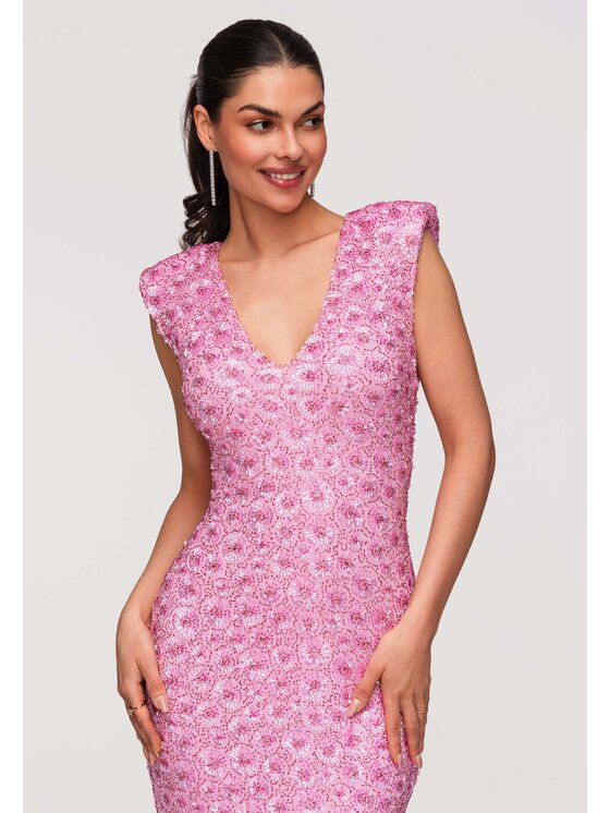 Ombre Ombre Sukienka wieczorowa LA-OM-DLR341 Różowy Slim Fit