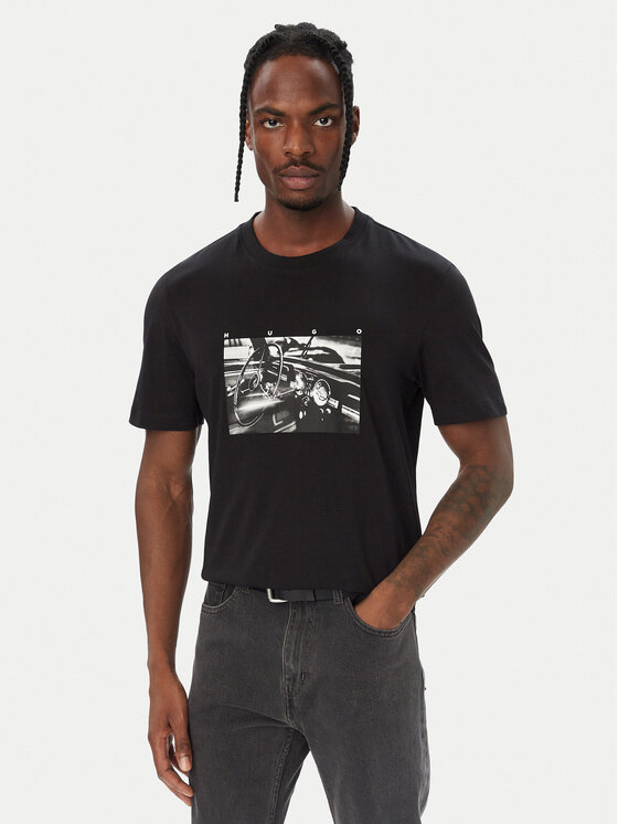 HUGO HUGO Tricou Dikems 50568628 Negru Relaxed Fit