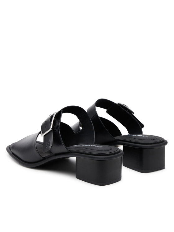 Calvin Klein Jeans Calvin Klein Jeans Šľapky Heel Square Mg Buckle Lth YW0YW01701 Čierna