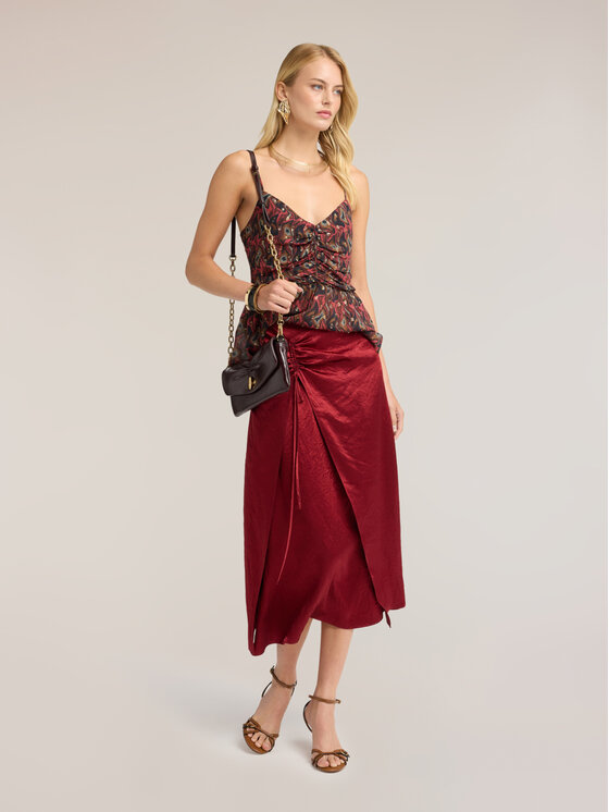 Motivi Motivi Spódnica midi 1068Q001249N036 Bordowy A-Line Fit