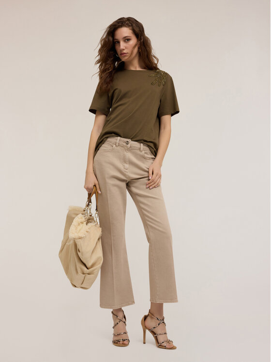 Motivi Motivi Pantaloni di tessuto P745Q004010N002 Écru Flare Fit