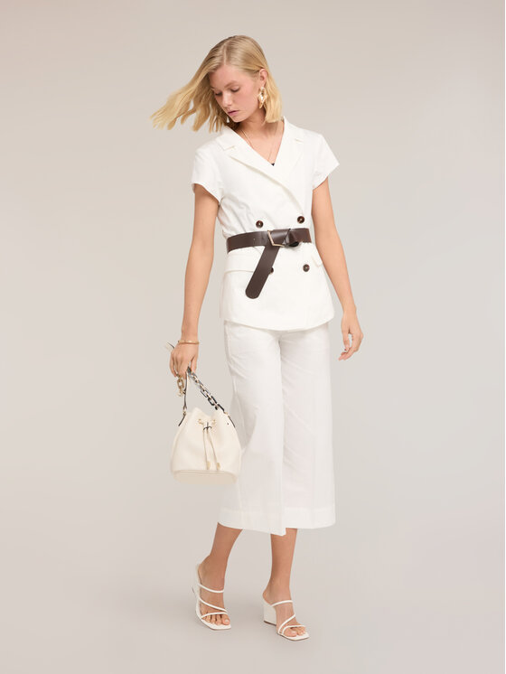 Motivi Motivi Pantaloni di tessuto P00NQ004572N011 Bianco Cropp Fit