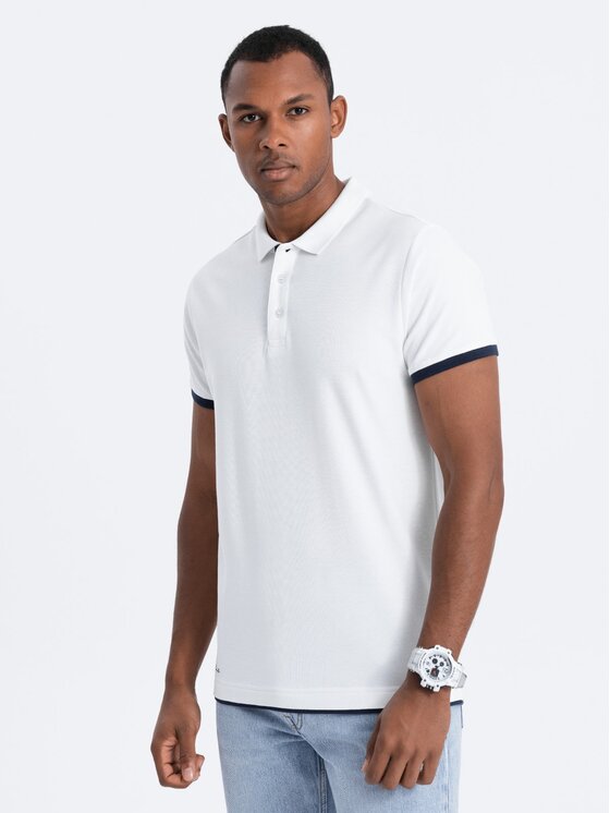 Ombre Ombre Polo OM-POSS-0113 Biały Fitting Fit