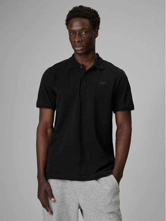 4F 4F Polo ESSENTIAL 3 Czarny Regular Fit