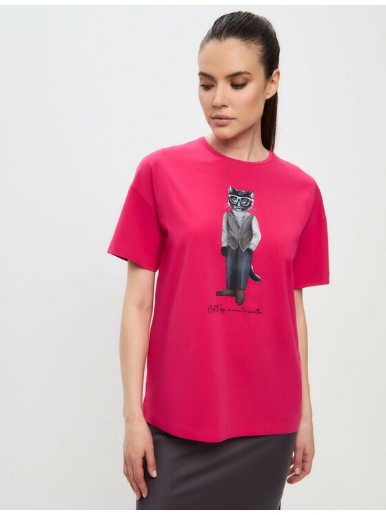 CAT by maniita lacitta CAT by maniita lacitta T-Shirt Printed oversized T-shirt Różowy Long Fit